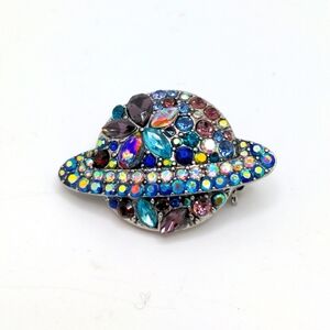 Cosmic Rhinestone Saturn Brooch